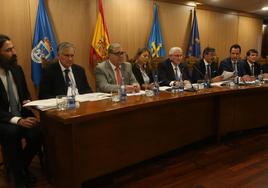 El presidente José Manuel Granda, en el centro, presidiendo la asamblea.