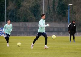 Borja Sánchez, durante un entrenamiento de este año.