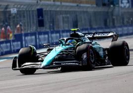 Fernando Alonso, durante la clasificación en Miami.