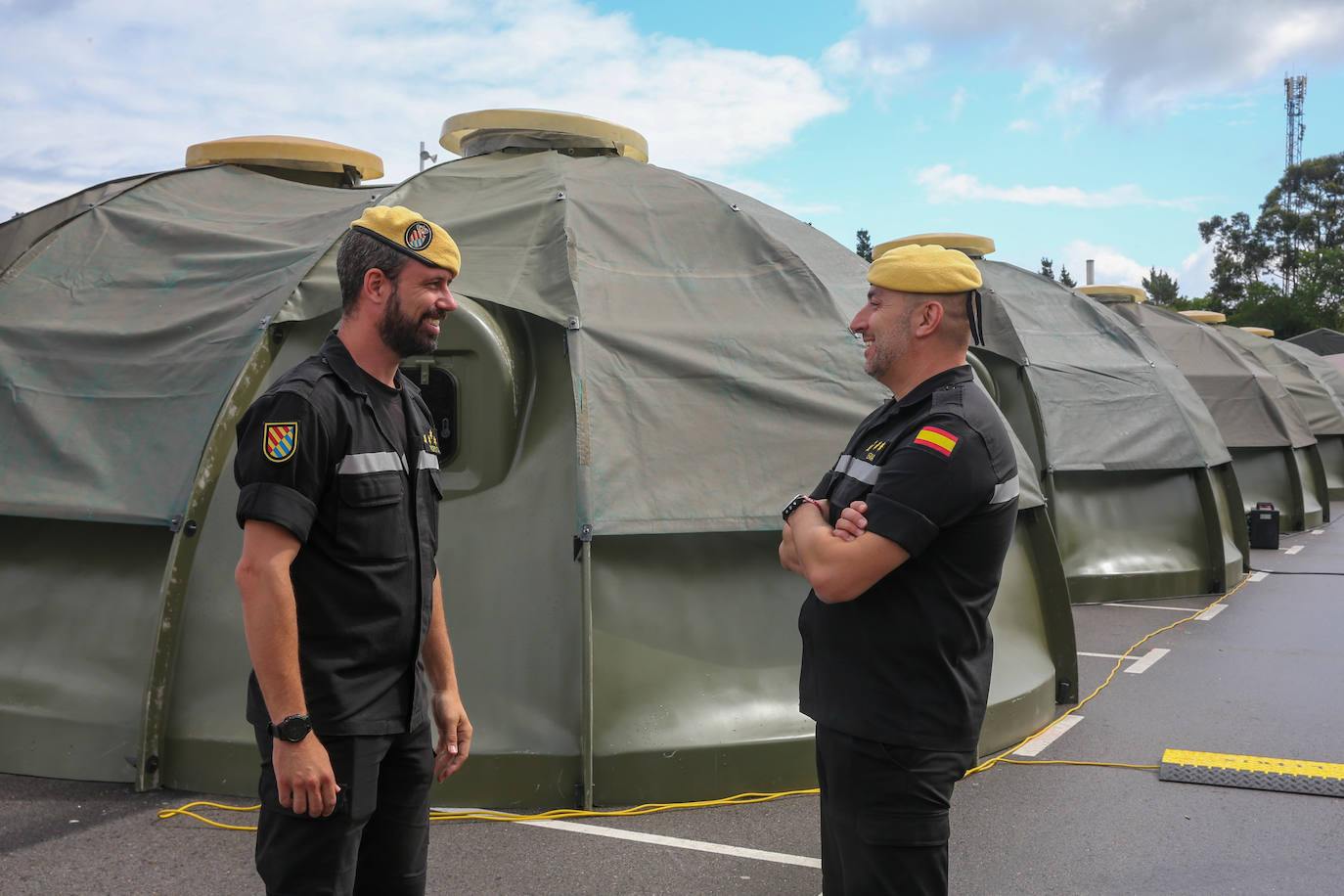 Así es el campamento de la UME en el parque de los Hermanos Castro de Gijón