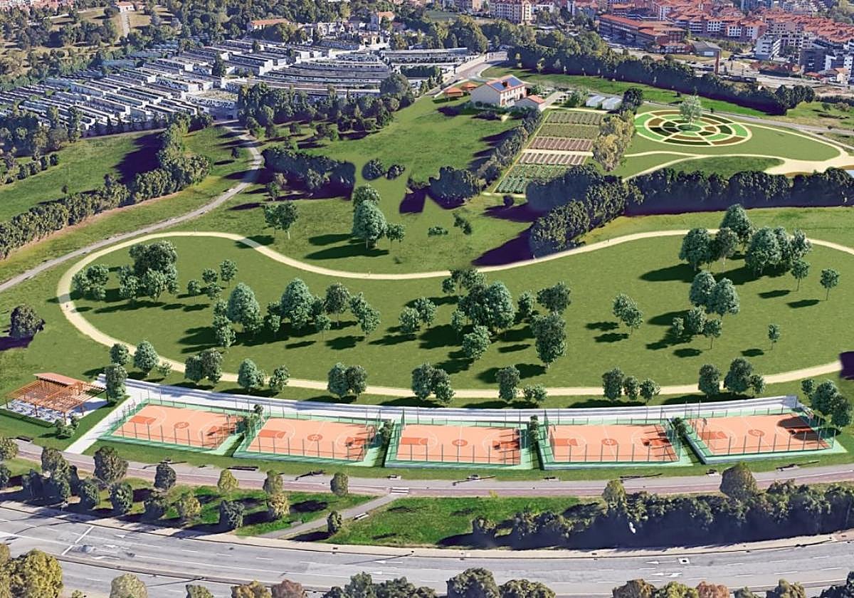 Aspecto que presentaría el parque de Los Pericones en su zona más próxima a la avenida de El Llano.