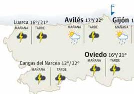 Mapa del tiempo en Asturias.