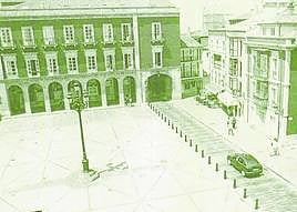 La plaza Mayor, en 1998, cuando la atravesaban vehículos.