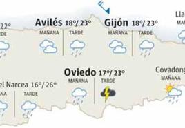 Mapa del tiempo en Asturias.