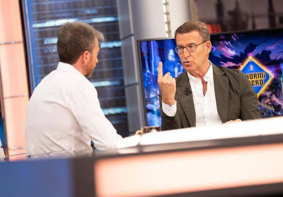 Núñez Feijóo durante la entrevista en 'El Hormiguero' con Pablo Motos.