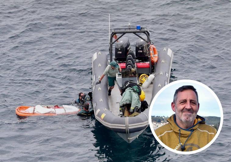 La Guardia Civil recupera el cadáver hallado en el entorno del Cabo Vidio donde se buscaba a Jaime Pérez Lorente. Abajo, a la derecha, una imagen del alcalde de Soto del Barco.