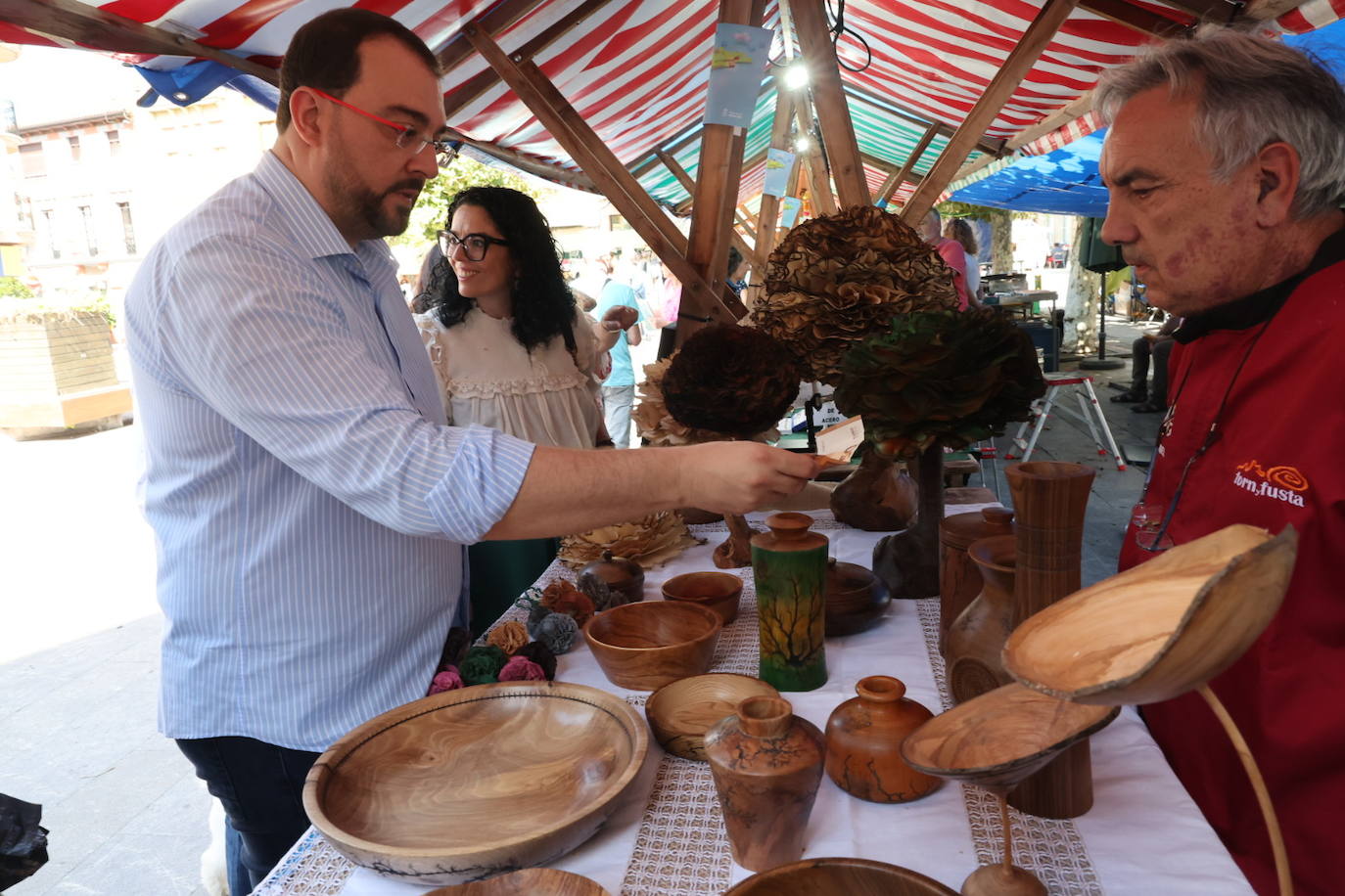 Adrián Barbón, este sábado, en Pola de Laviana.