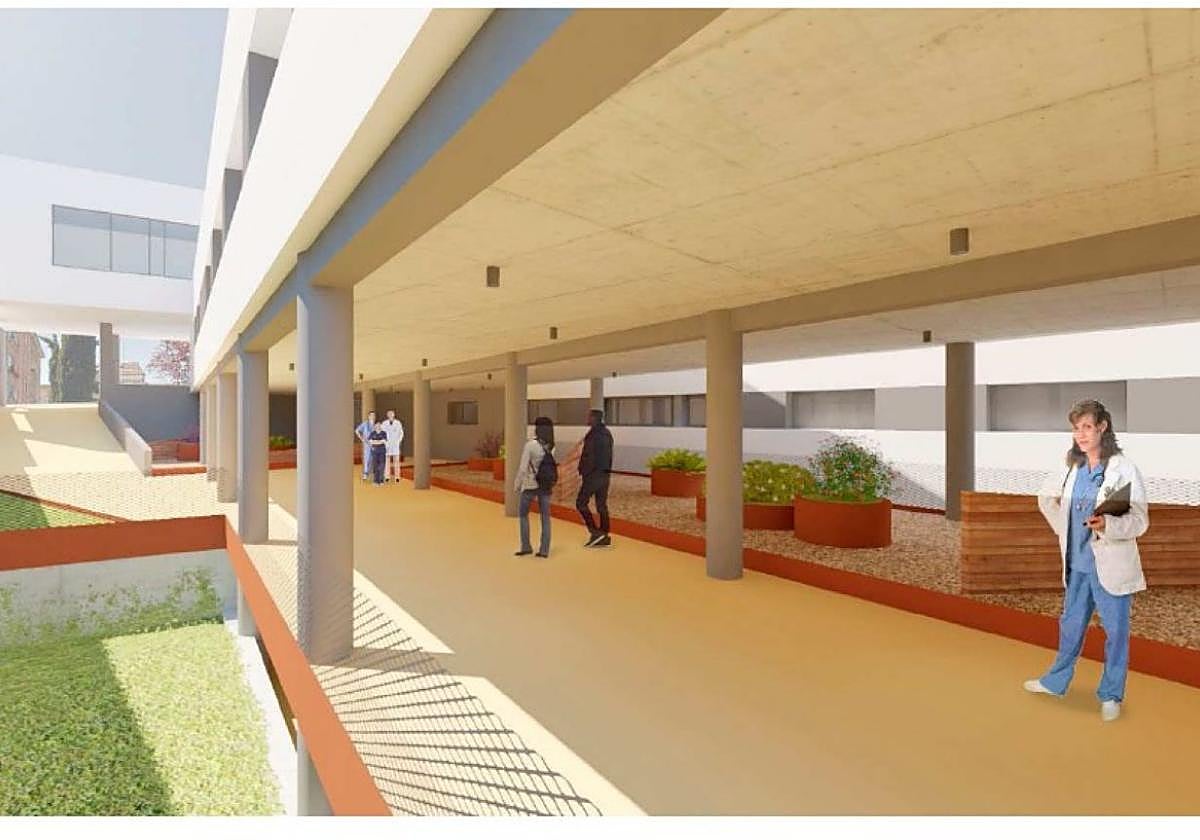 Recreación digital del interior del futuro centro de salud de Pola de Lena.