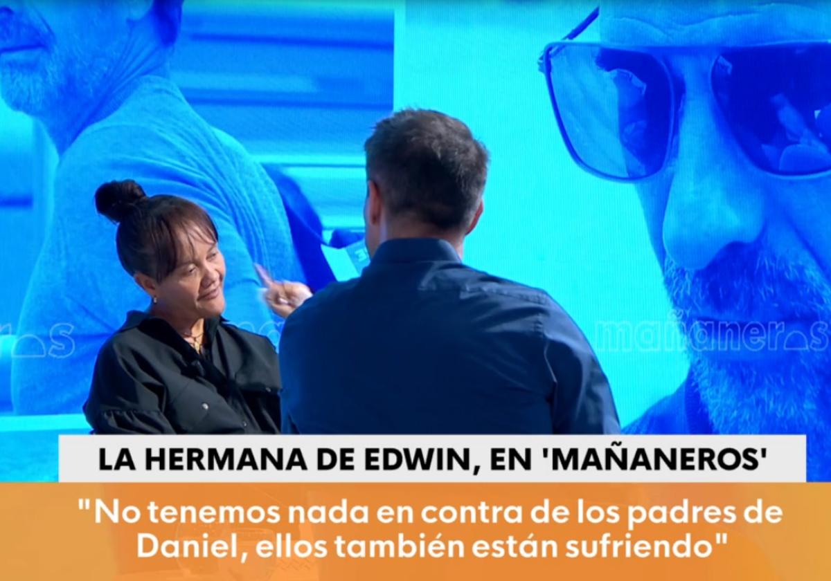 La hermana de Edwin Arrieta, en el programa 'Mañaneros', de Televisión Española