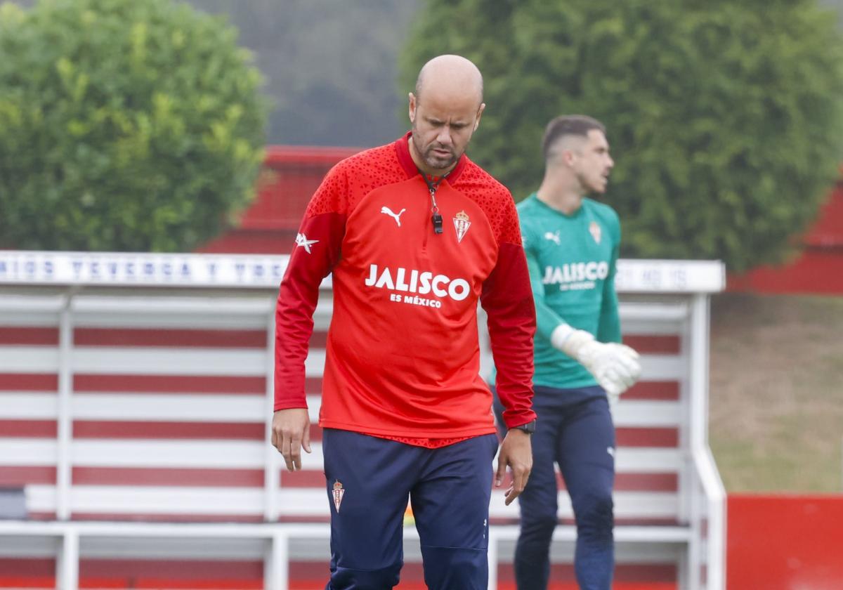 Miguel Ángel Ramírez, durante el entrenamiento de ayer.