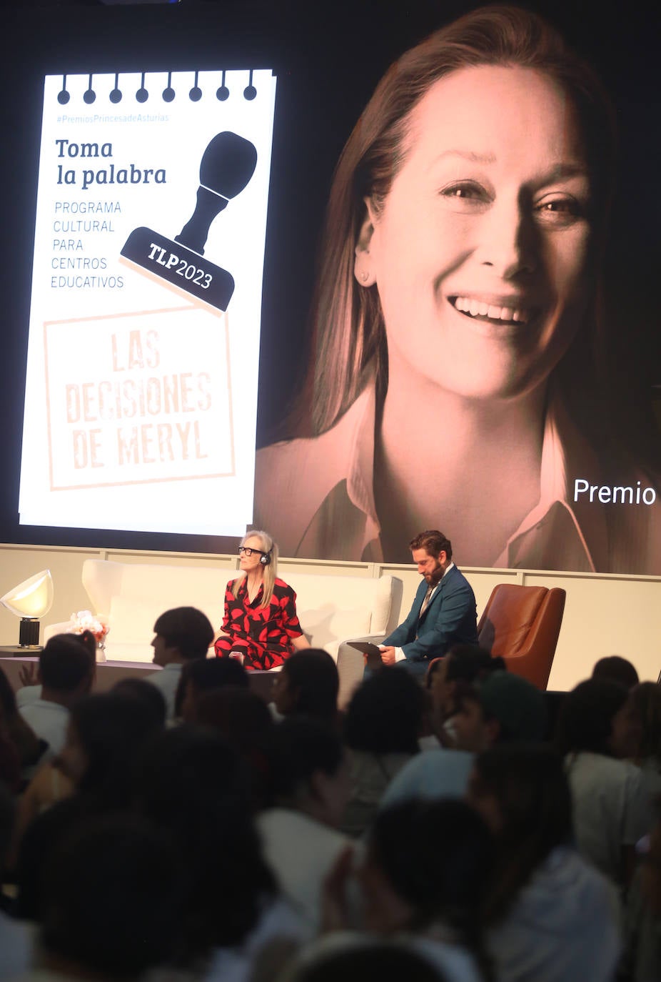 El encuentro de Meryl Streep con alumnos asturianos, en imágenes