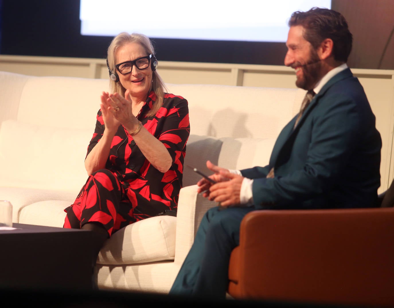 El encuentro de Meryl Streep con alumnos asturianos, en imágenes