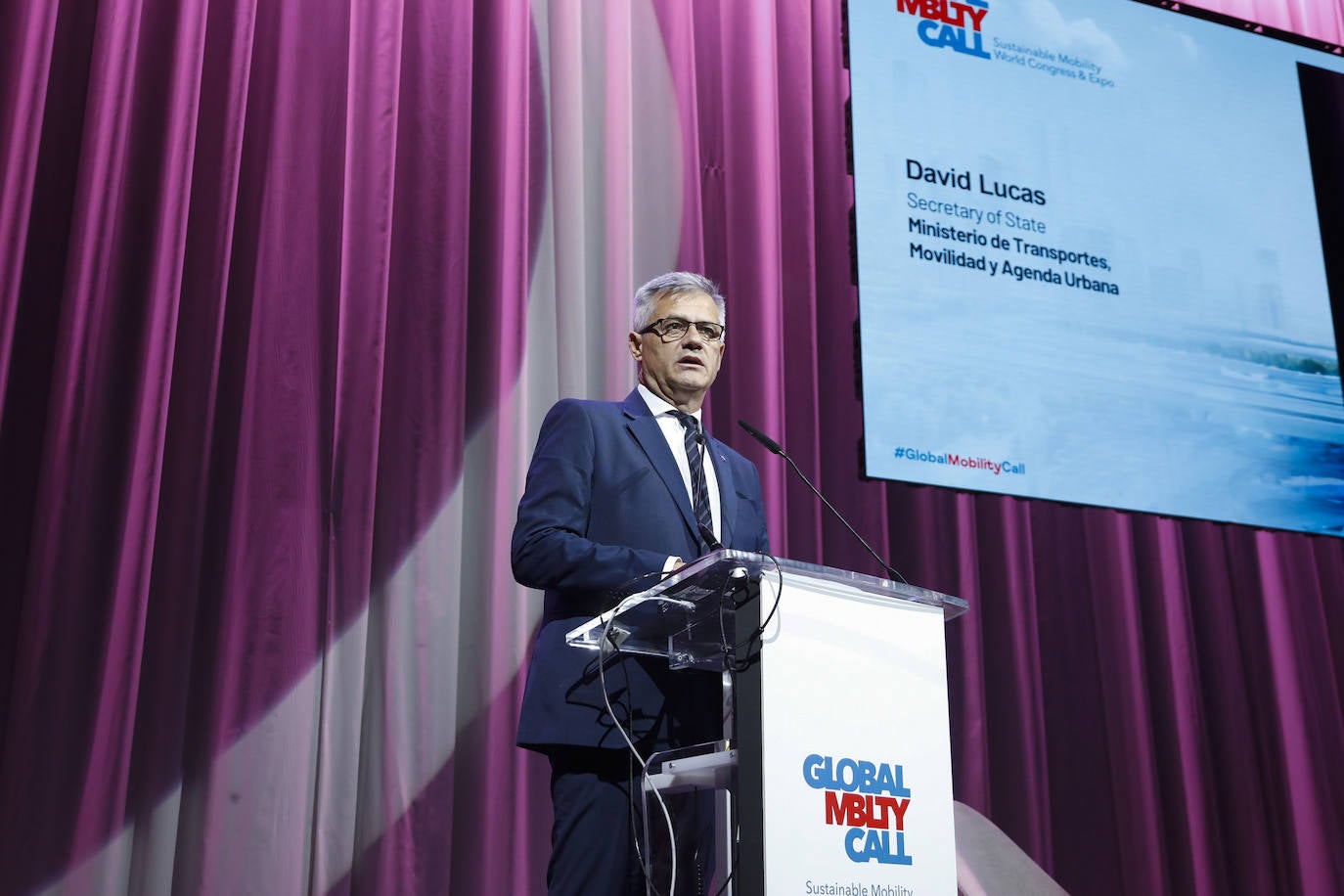 El secretario de Estado de Transporte, Movilidad y Agenda Urbana, David Lucas, este jueves, en la tercera jornada del Global Mobility Call en Madrid.