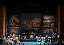 Sarao español en el estudio parisino de Zuloaga, en 'Goyescas'.