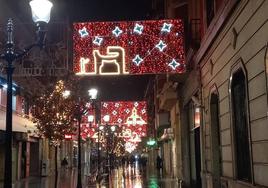 Una prueba del encendido de las luces de Navidad en Gijón.