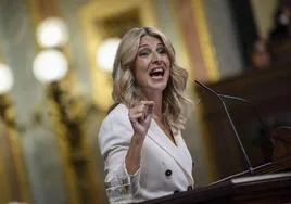 Yolanda Díaz, durante el debate de investidura de Pedro Sánchez.