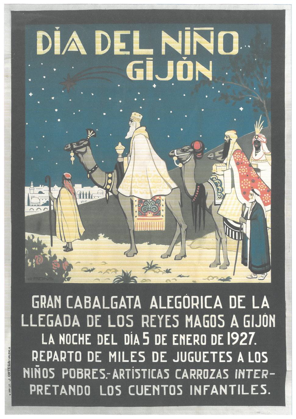 1927. Cartel anunciador de la cabalgata y el reparto de regalos.