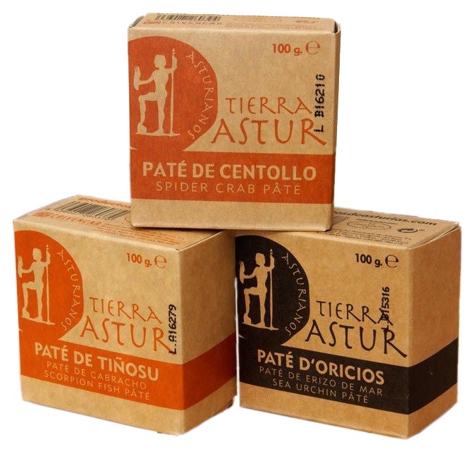 Paté de centollo, de tiñosu y de oricios