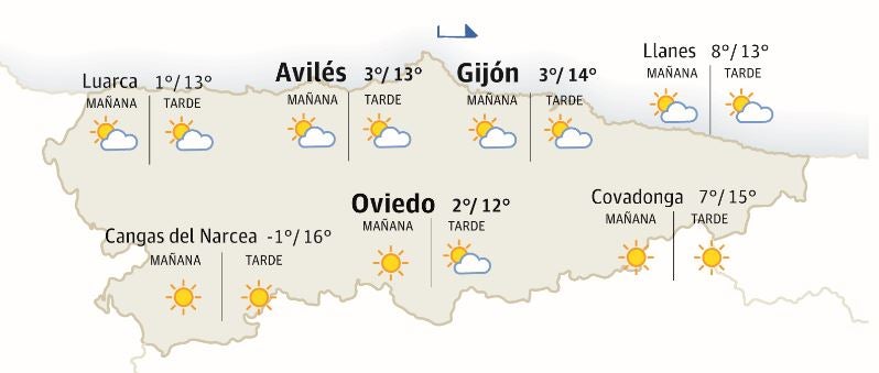 El tiempo que hará en Asturias este lunes 18 de diciembre