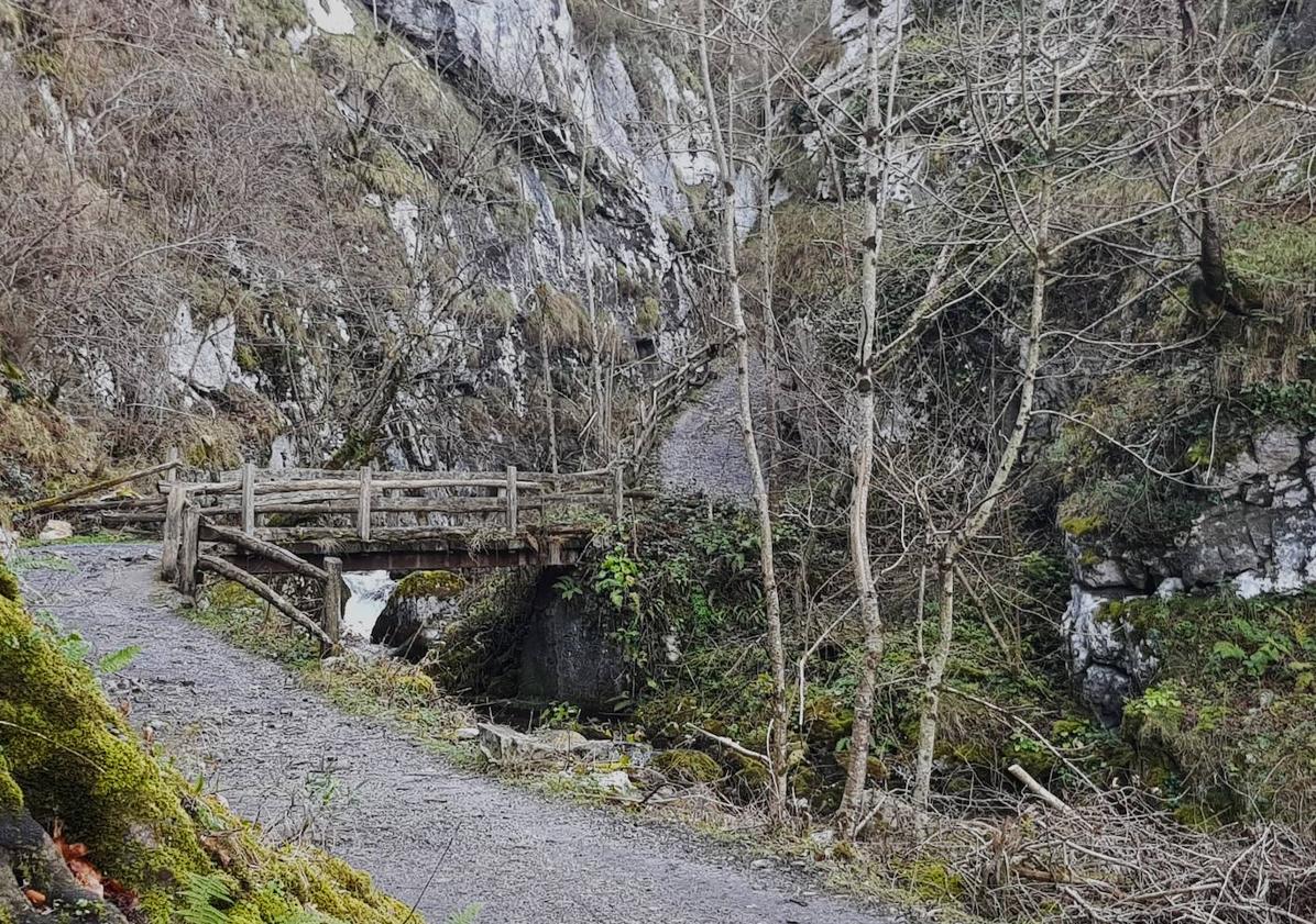 Imagen principal - Senda de los Arrudos/ río de los Arrudos/ cruce con indicaciones para regresar a Caleao por la senda de los Arrudos