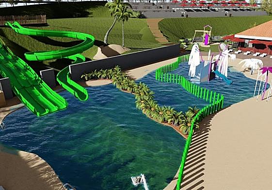 Infografía del parque acuático de Corvera, PACO.