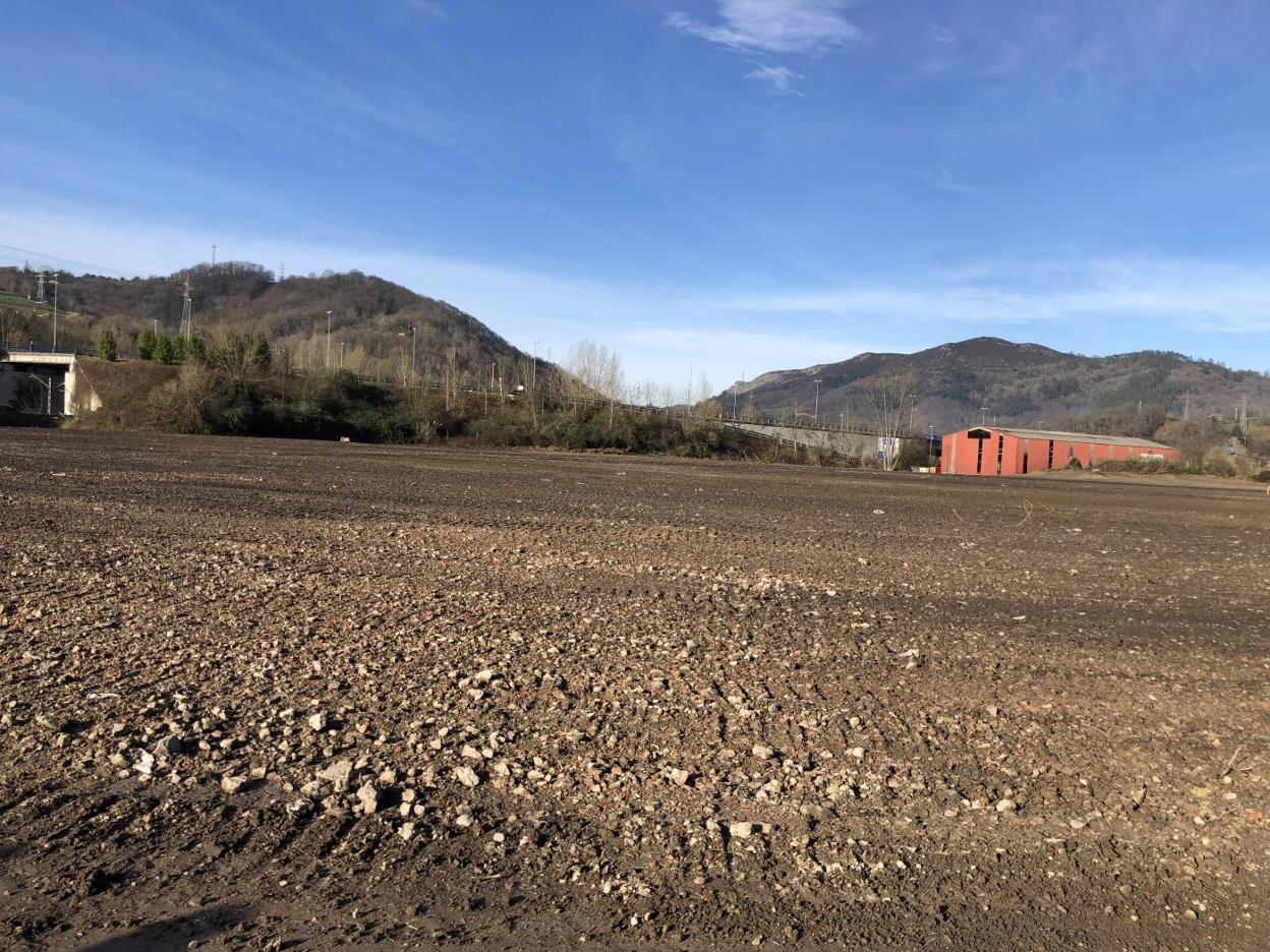 Vista de los terrenos ya descontaminados en La Felguera. 