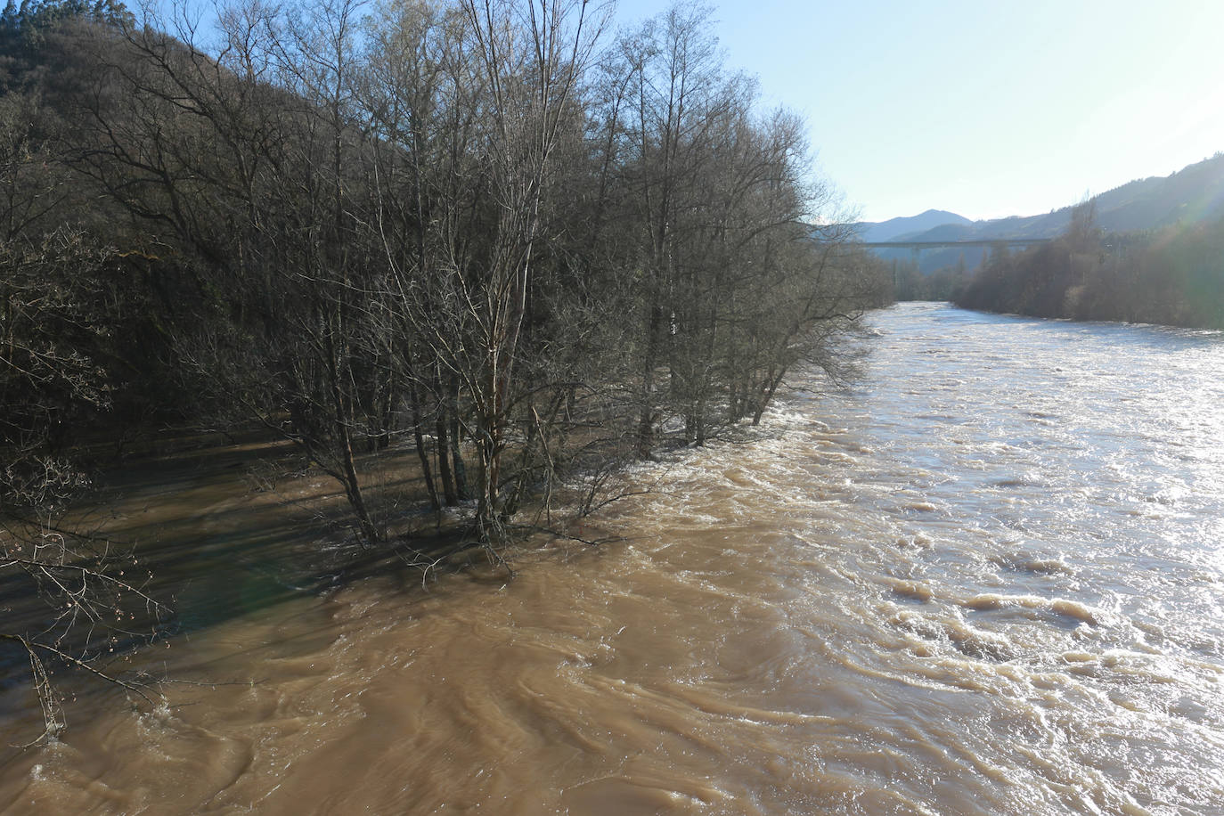 El río Narcea a su paso por Cornellana. 