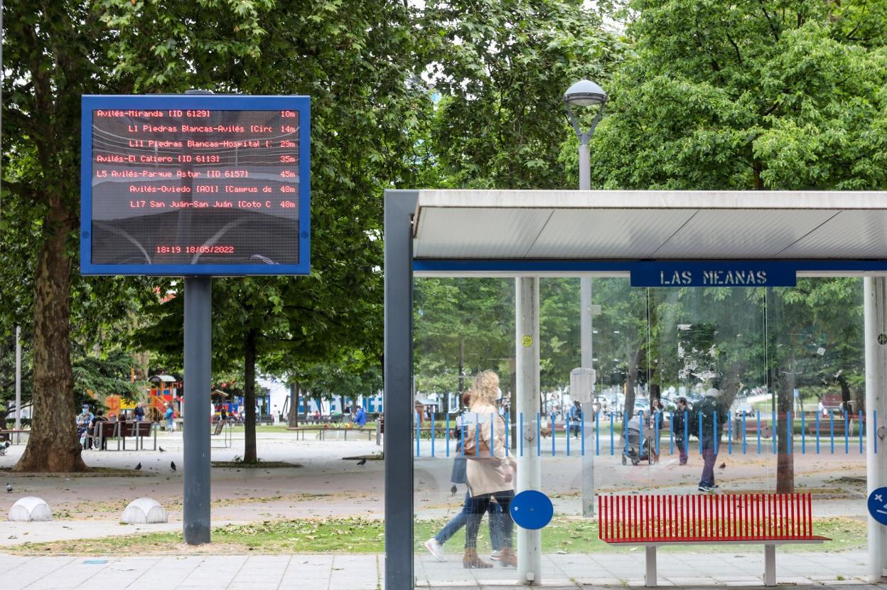 La pantalla informativa de Las Meanas, en una de sus pruebas. 
