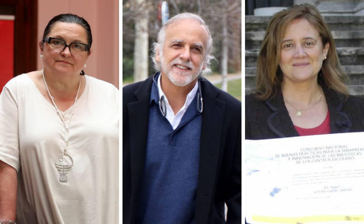 María Elsa Suárez Álvarez-Cascos, directora de Cáritas en Asturias, Paco Arango, fundador y presidente de la Fundación Aladina, y Ana Peláez, exdirectora del IES Selgas.