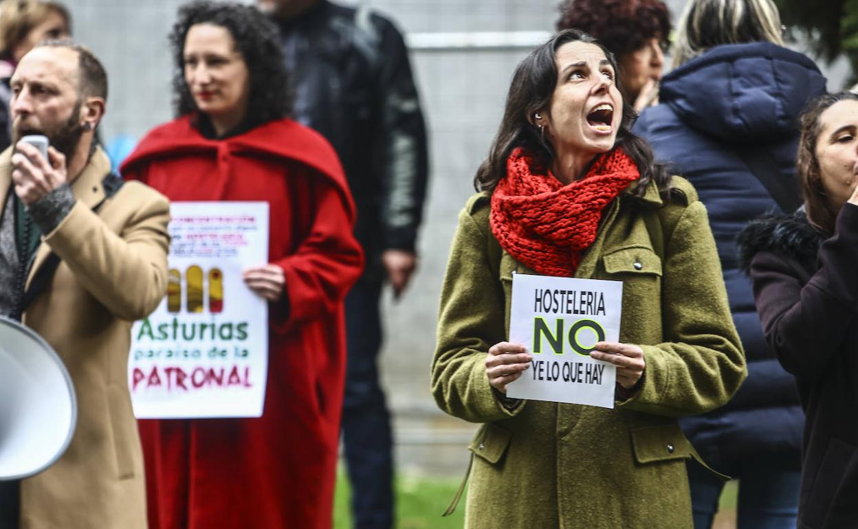 Protesta de la hostelería en Oviedo hace varias jornadas.