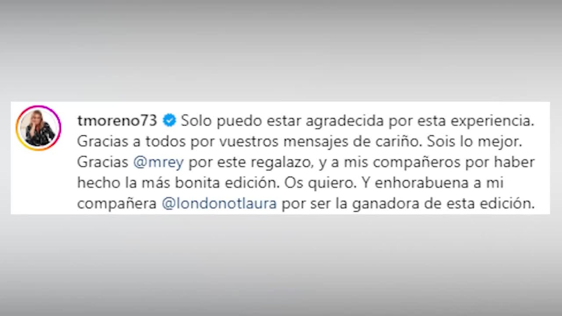 Toñi Moreno felicita a Laura Londoño y comparte sus mejores momentos en 'Masterchef Celebrity'