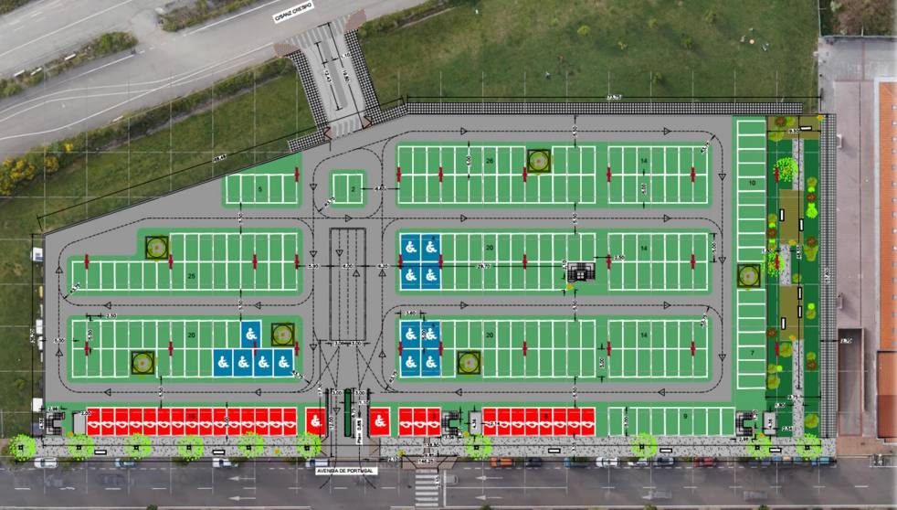 Infografía de las 486 nuevas plazas de aparcamiento que se podrán crear en el estacionamiento disuasorio de la avenida Portugal.