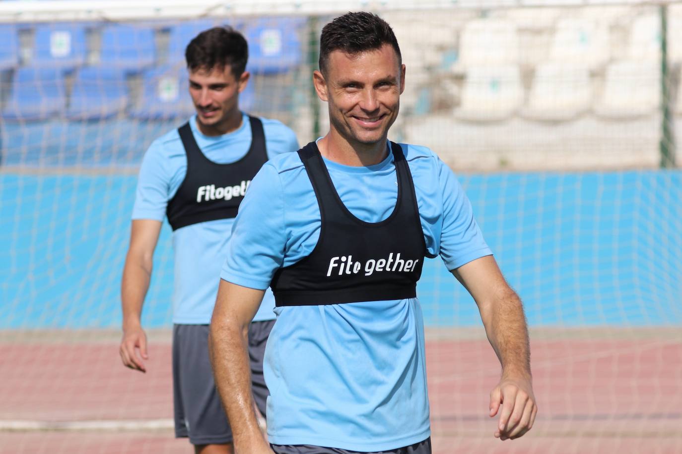 Alberto Martín, durante un entrenamiento de esta temporada con el Melilla.