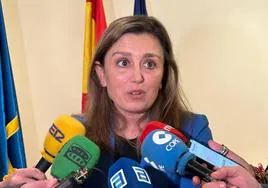 María Calvo, atendiendo a los medios de comunicación este miércoles.