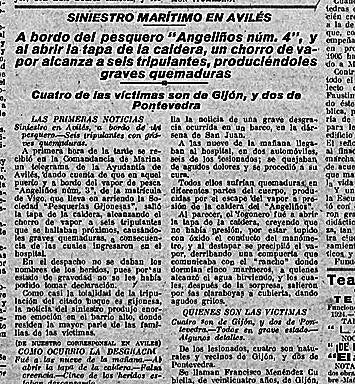 Grave accidente en el vapor 'Angeliños'