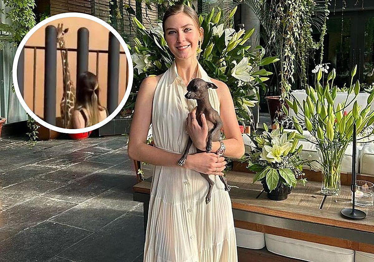 Nirvana Hank, la influencer de 22 años que mostró su gran mansión con una jirafa en su jardín.