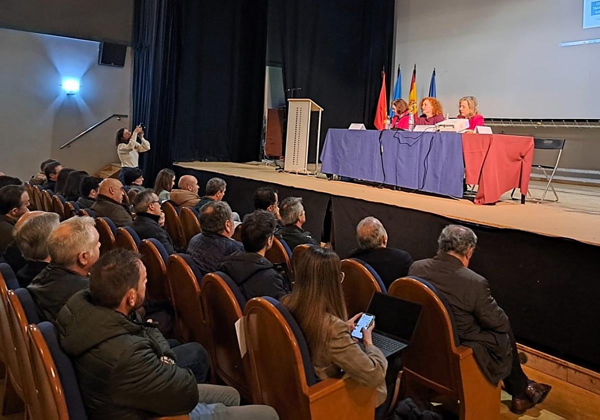 La alcaldesa de Tineo, Montserrat Fernández; Laura Martín Murillo (ITJ) y Belarmina Díaz, del Principado.