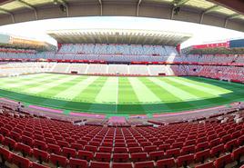 Vista general interior del estadio gijonés El Molinón.