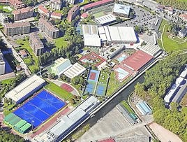 Vista aérea del actual aspecto que presenta la sede de Las Mestas del Grupo.