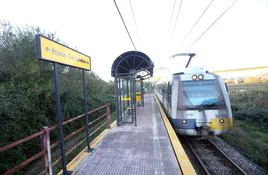 Un tren en el apeadero de San Ranón (Pravia), a medio kilómetro de la vivienda más cercana. El tren se detiene 30 veces al día y, según las últimas estadísticas conocidas, solo recoge a un usuario.