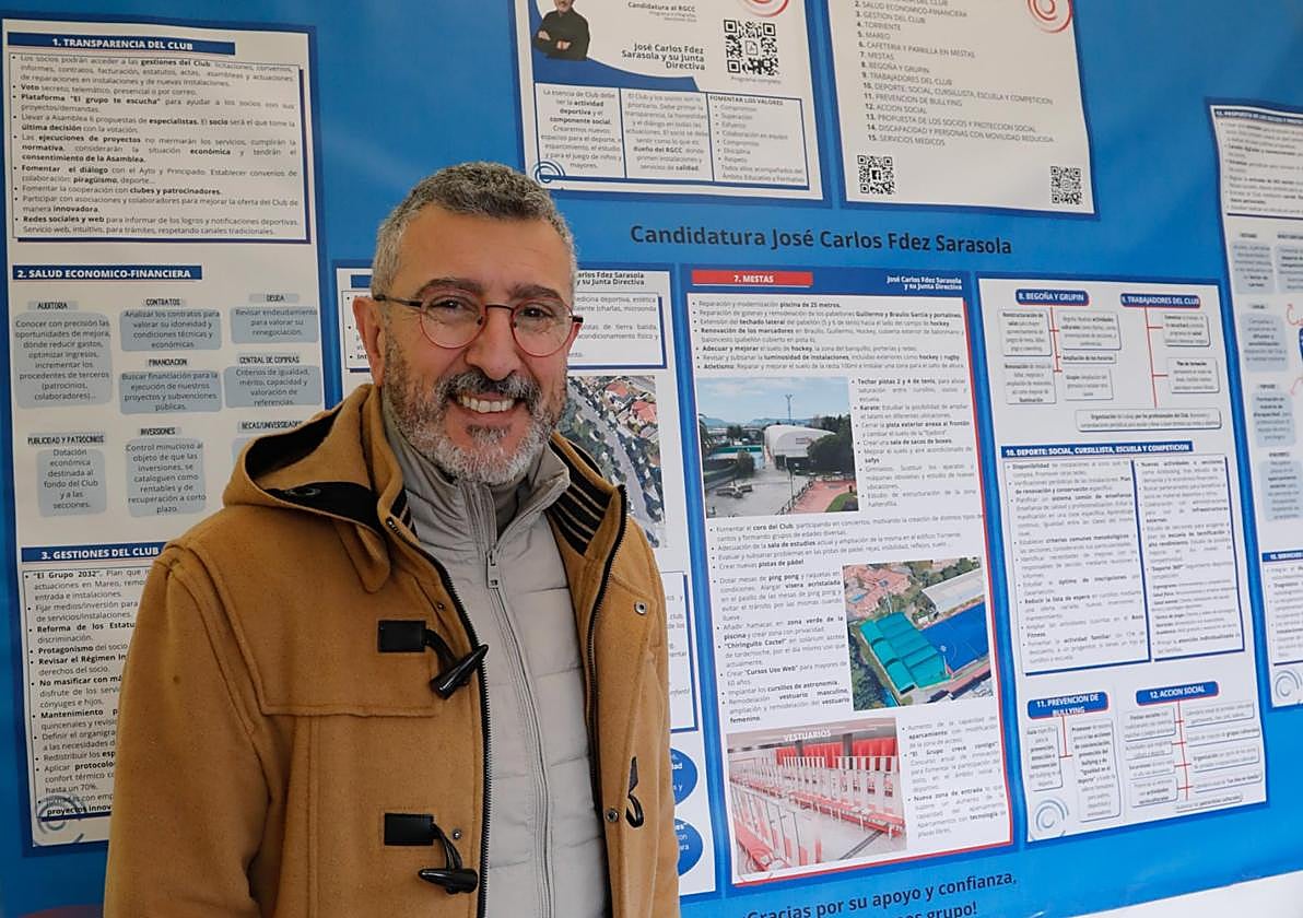 José Carlos Sarasola, en su carpa en la sede de Las Mestas.