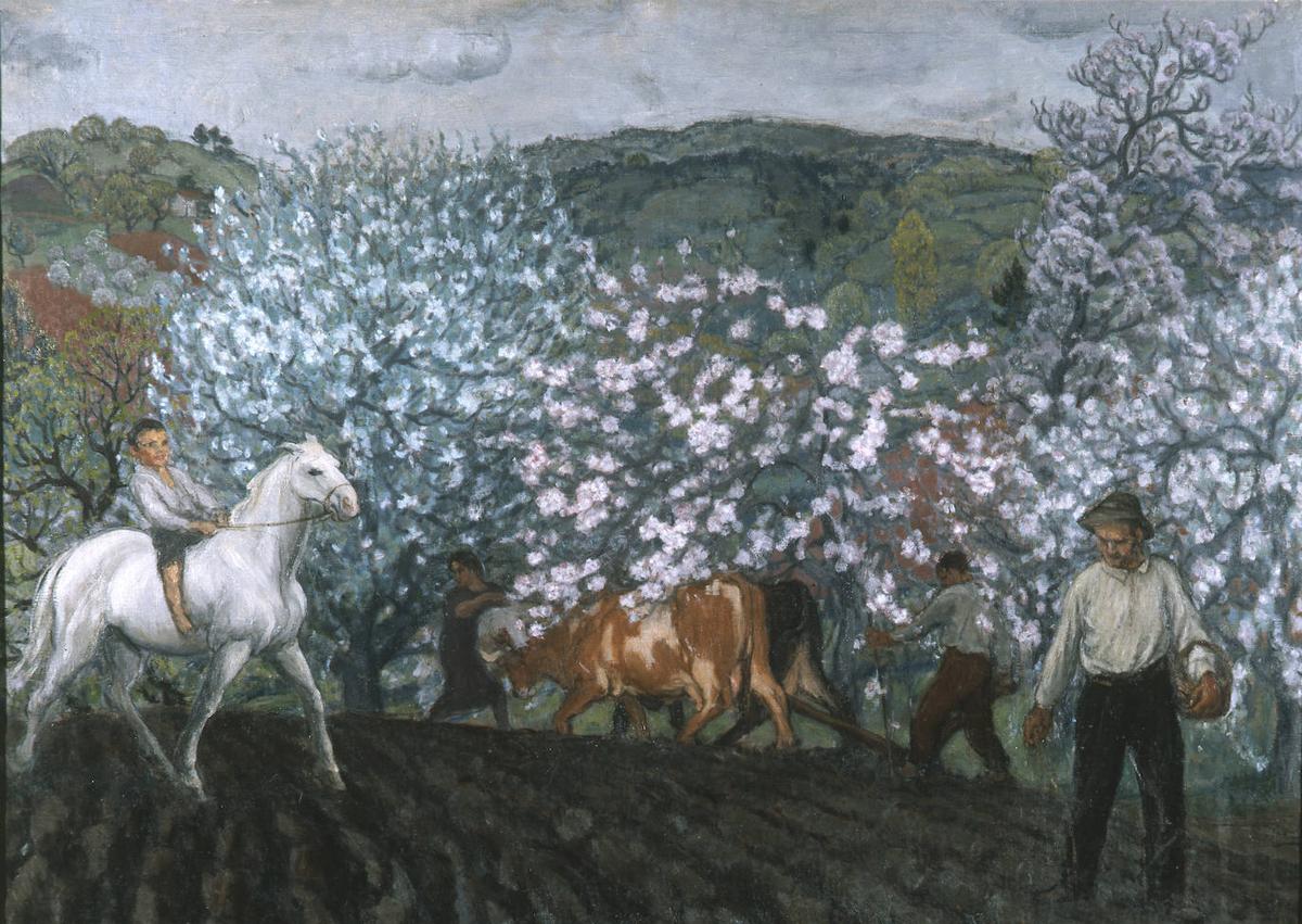 Imagen secundaria 1 - 1.- Manuel Medina. 'Primavera', óleo de 1929; 2.- Nicanor Piñole. 'Primavera', 1924; 3.- Santiago Rusiñol. 'El almez del claustro de San Benito de Bages', 1907