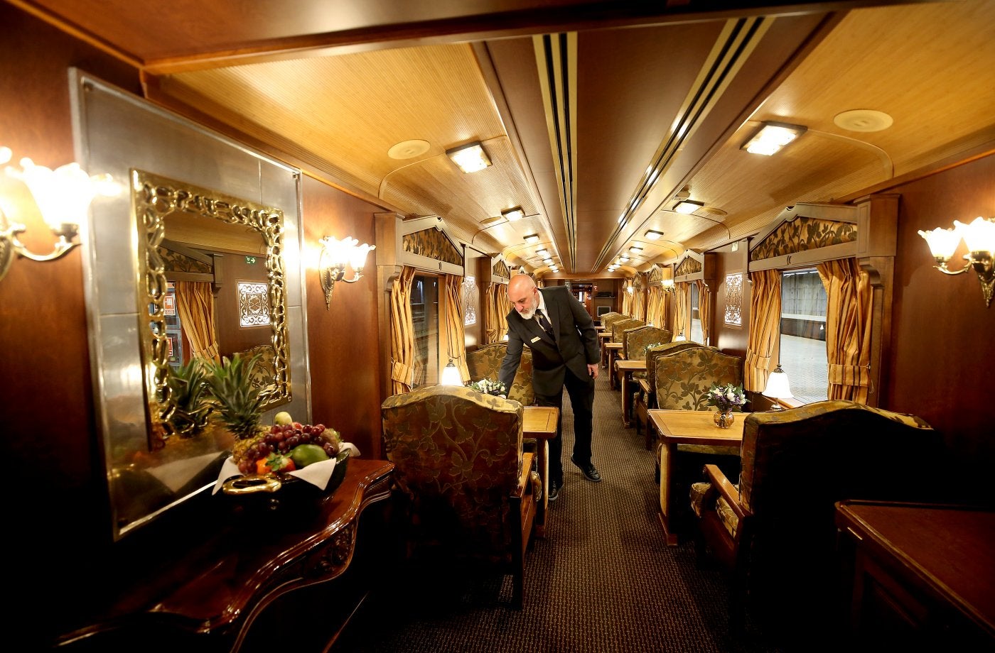 El elegante salón comedor del Transcantábrico Gran Lujo.