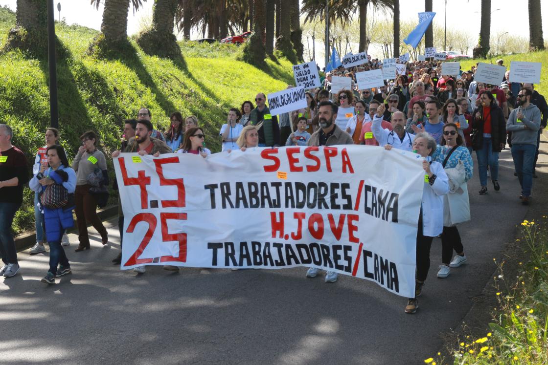 Las imágenes de la protesta de los trabajadores del Hospital de Jove