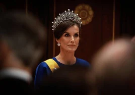 La Reina Letizia, durante la cena de gala de los Países Bajos.