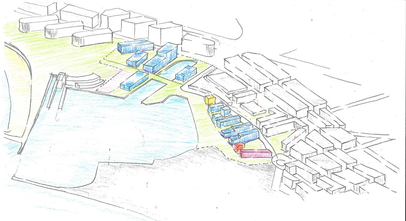 Un primer esbozo del proyecto de economía azul en el que trabaja el Ayuntamiento de Gijón para desarrollar el ámbito de Naval Gijón con un plan especial.