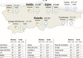 Mapa del tiempo en Asturias.