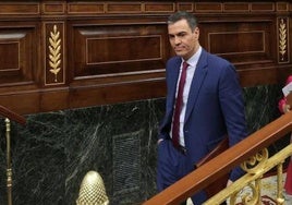 Pedro Sánchez, a su llegada a la sesión de control al Gobierno en el Congreso de los Diputados este miércoles.