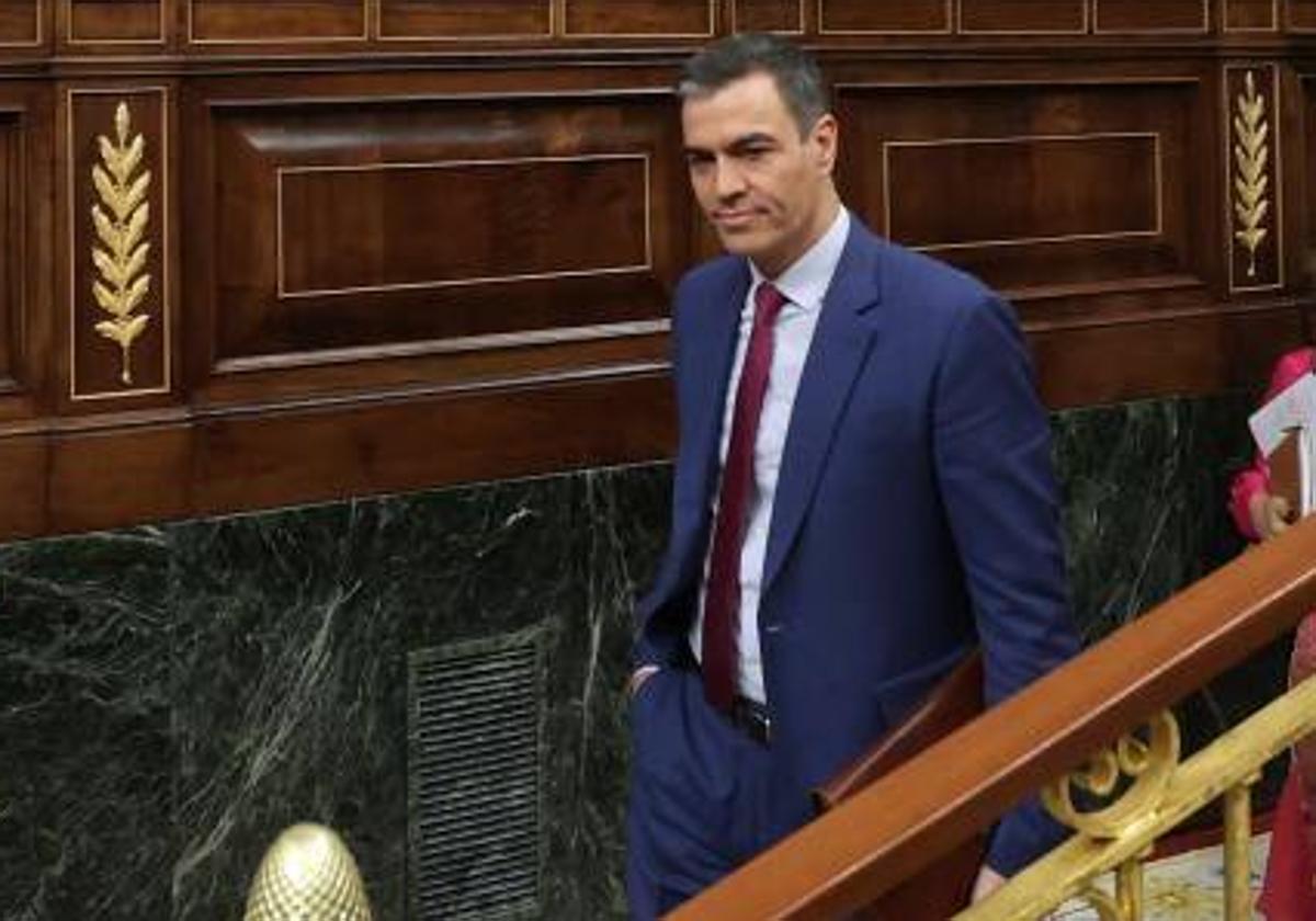 Pedro Sánchez, a su llegada a la sesión de control al Gobierno en el Congreso de los Diputados este miércoles.