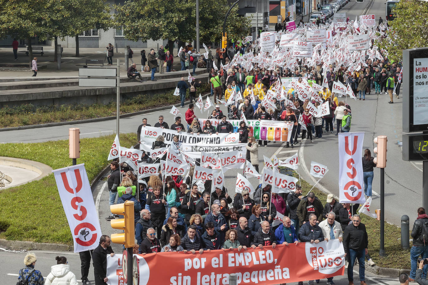 Así fueron las manifestaciones en Gijón de USO y los sindicatos minoritarios